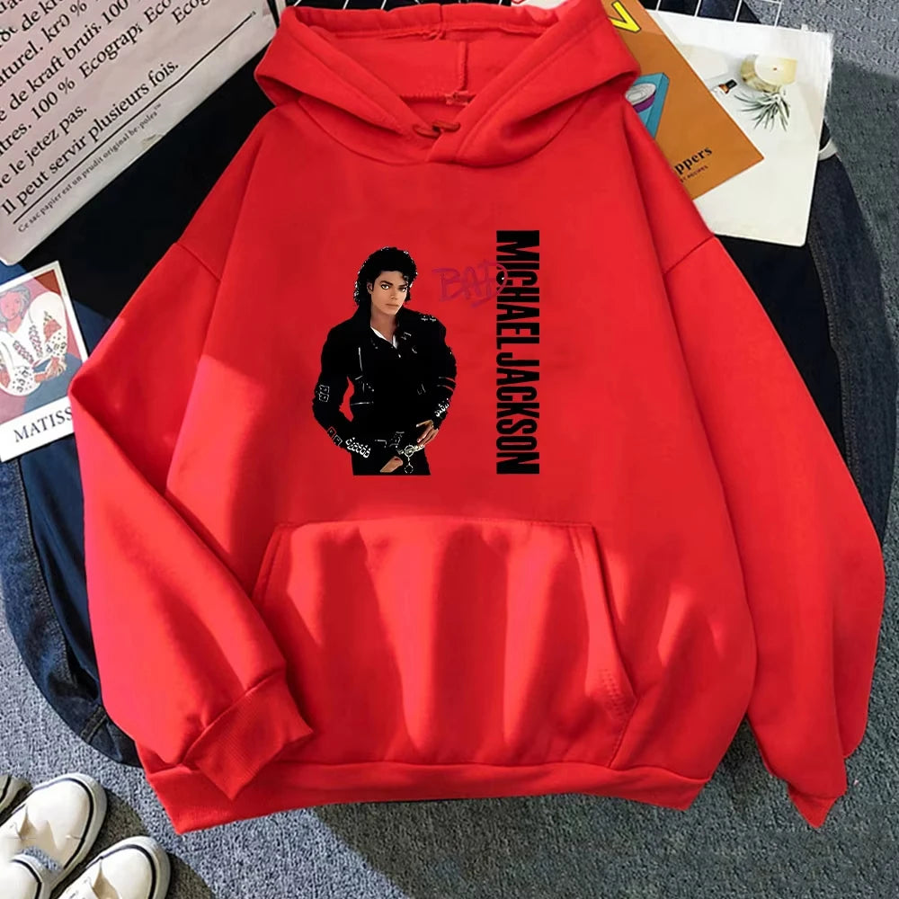 Unisex long-sleeved hoodie with a Michael Jackson graphic print.