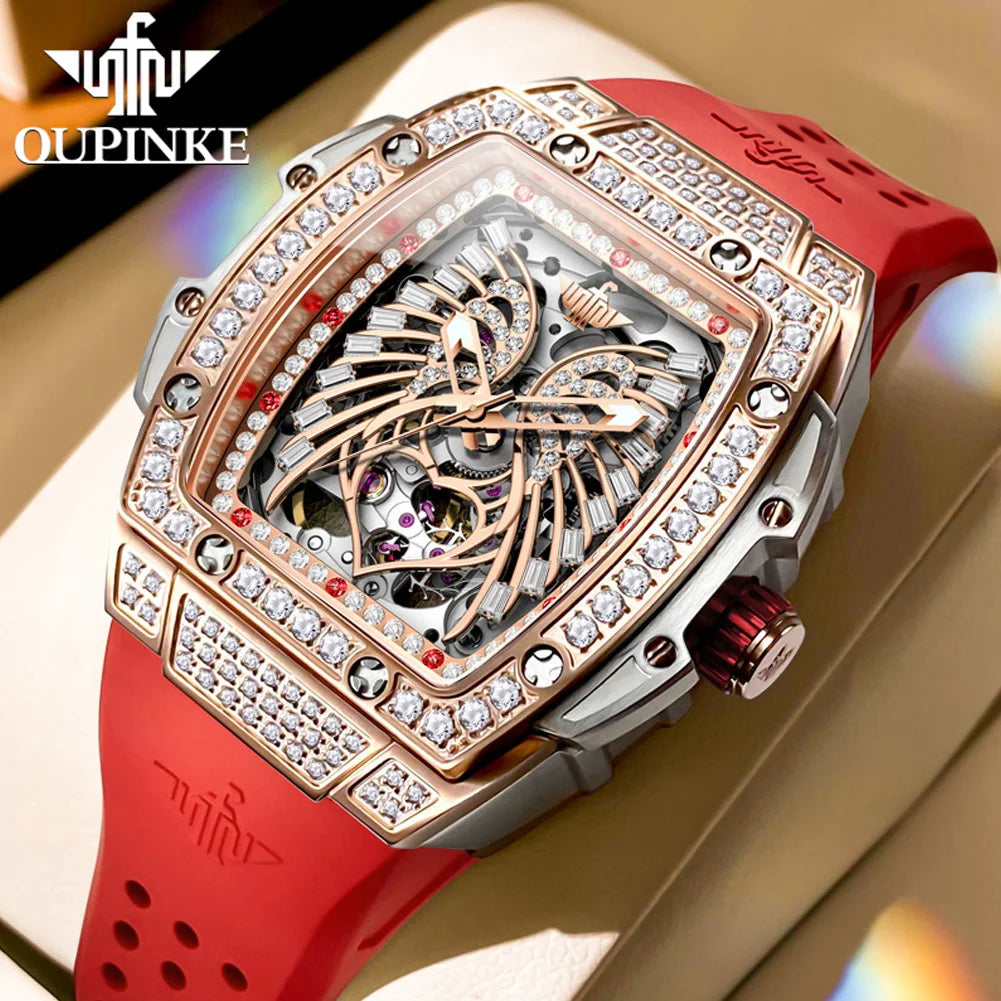 OUPINKE Watch 3225 Women Imported Movement Mechanical Watch Luxury Elegant Diamond Butterfly Skeleton Women Watch Gift Versatile