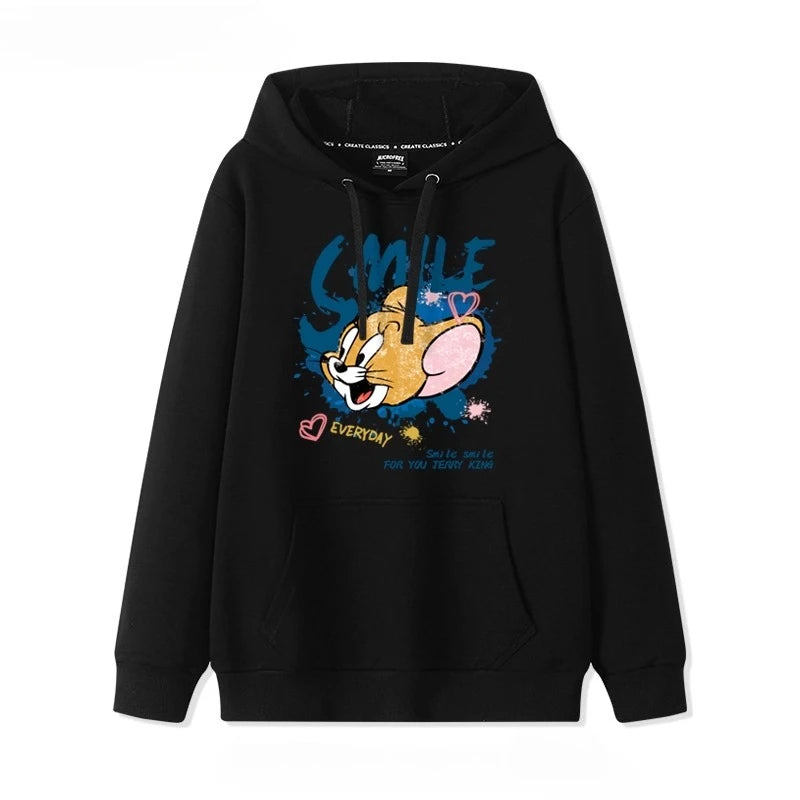 New hooded sweater for couples with Tom and Jerry print.