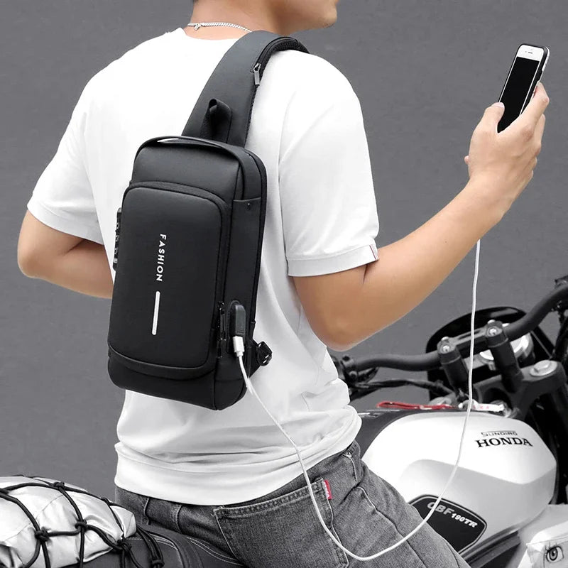Desinger Multifunction Anti-theft USB Shoulder Crossbody Bag Travel Sling Pack.