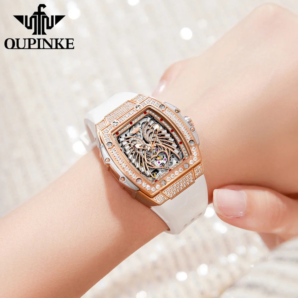 OUPINKE Watch 3225 Women Imported Movement Mechanical Watch Luxury Elegant Diamond Butterfly Skeleton Women Watch Gift Versatile
