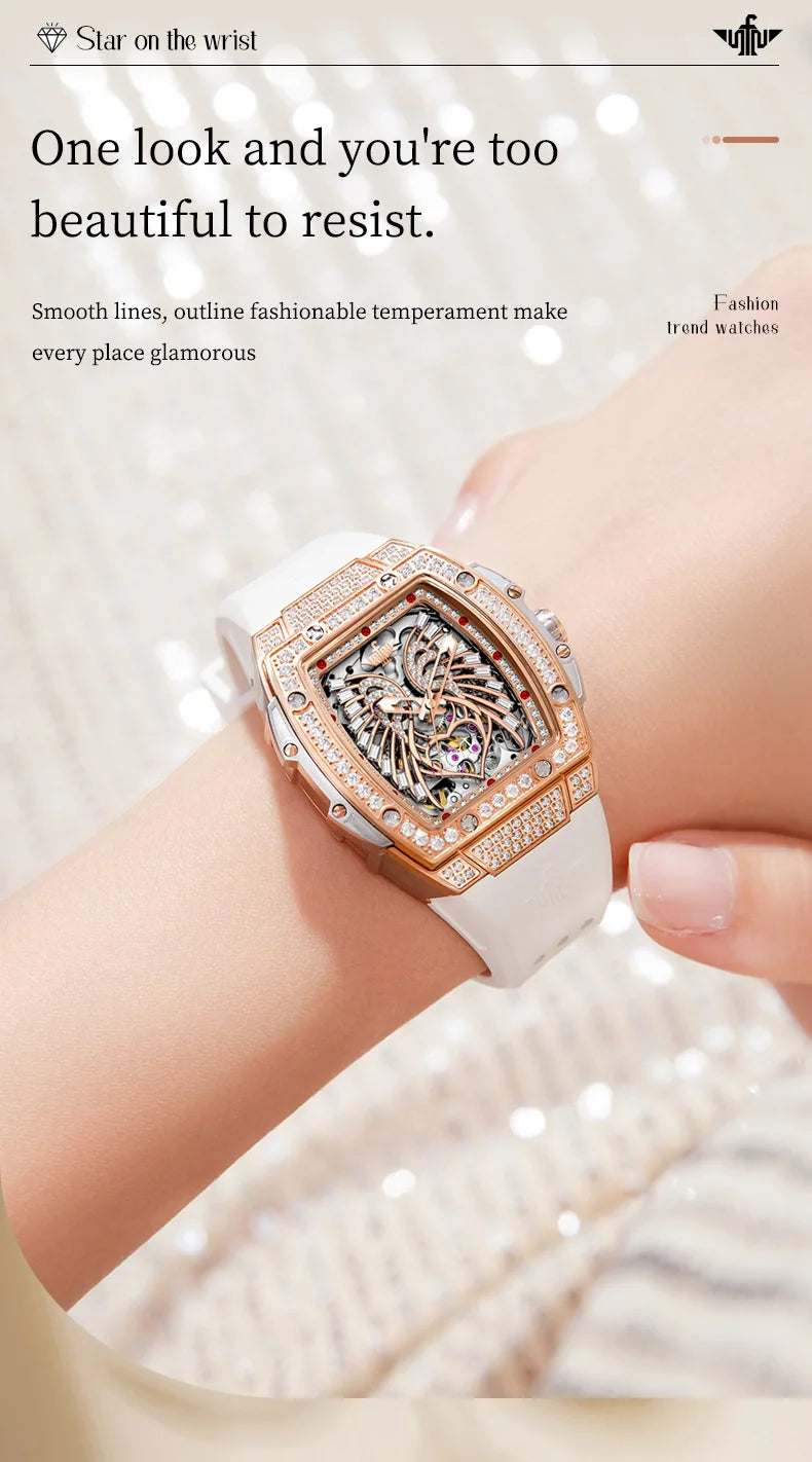 OUPINKE Watch 3225 Women Imported Movement Mechanical Watch Luxury Elegant Diamond Butterfly Skeleton Women Watch Gift Versatile