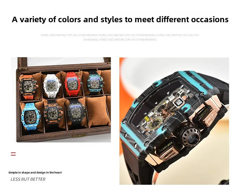 New generation sports hollow design business watch modern sports machinery wind quartz small three-disc craft watch