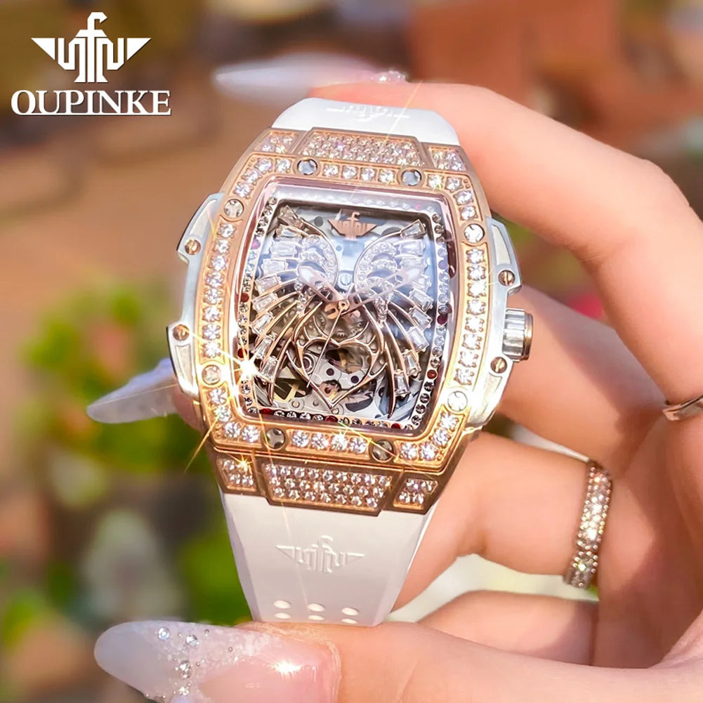 OUPINKE Watch 3225 Women Imported Movement Mechanical Watch Luxury Elegant Diamond Butterfly Skeleton Women Watch Gift Versatile