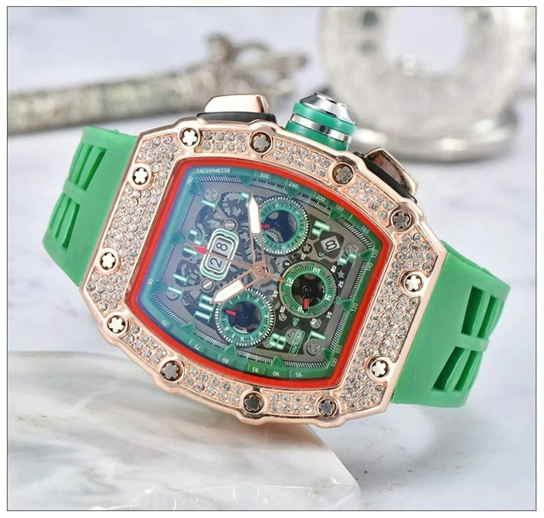 Relógio De Quartzo Fashion Multifuncional Com Movimento De Liga PU Strap Pequeno Três-Pontos HENGBOLONG Para Negócios