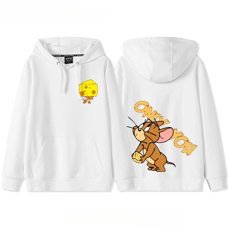 New hooded sweater for couples with Tom and Jerry print.