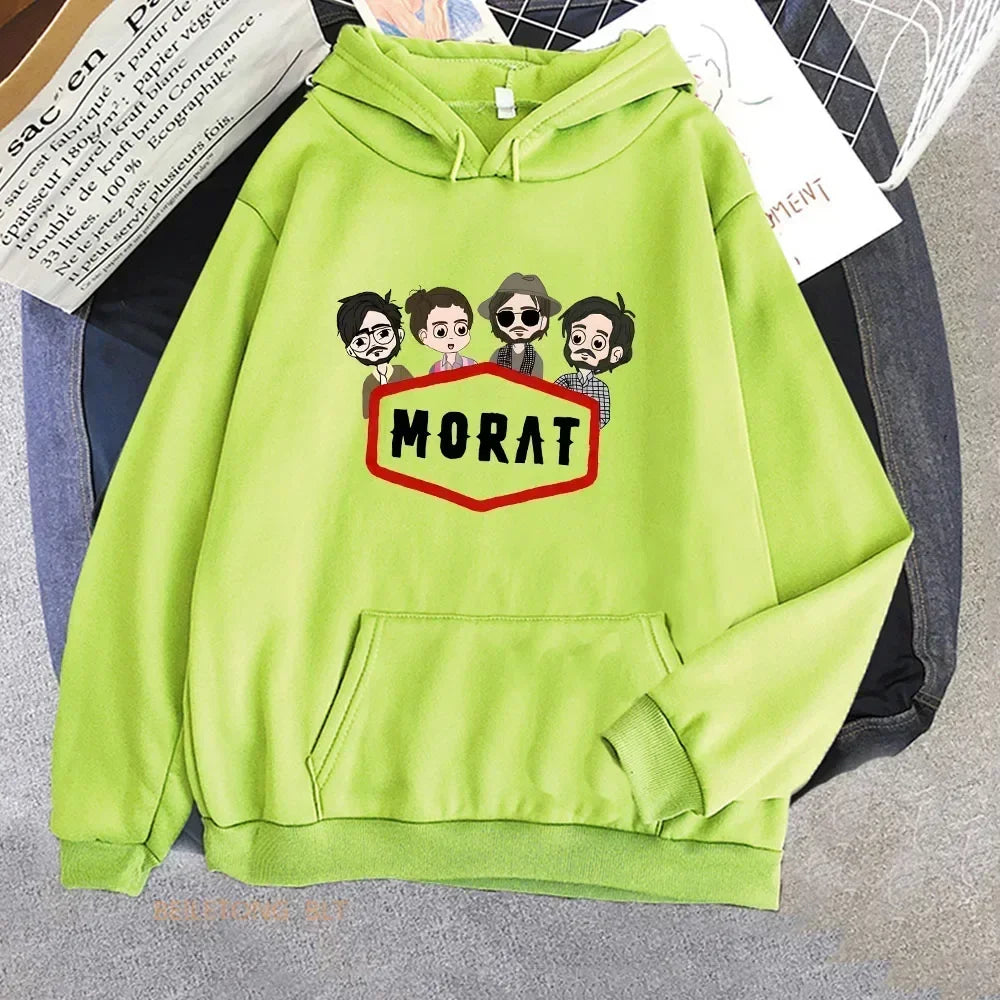 Hoodie with a funny cartoon print, grunge style, for autumn/winter