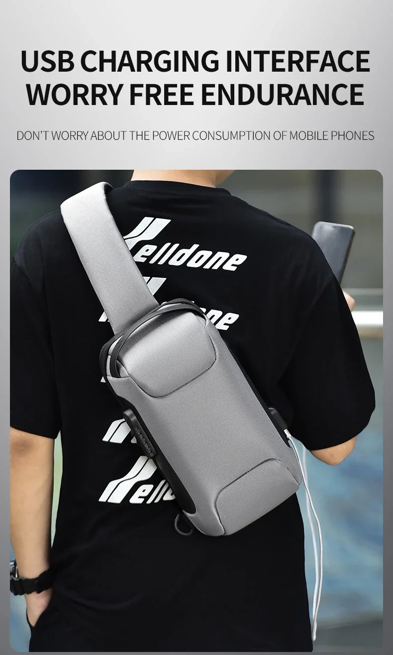 Desinger Multifunction Anti-theft USB Shoulder Crossbody Bag Travel Sling Pack.