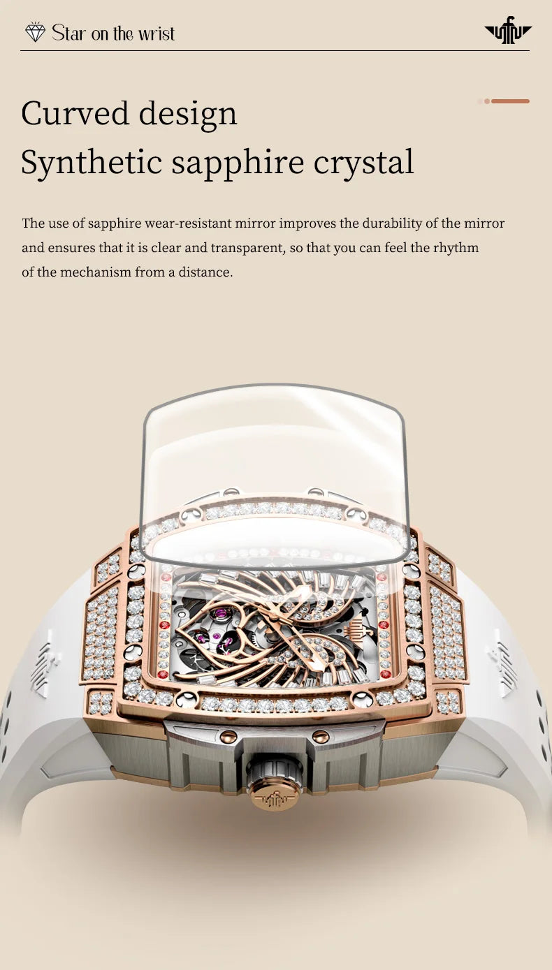 OUPINKE Watch 3225 Women Imported Movement Mechanical Watch Luxury Elegant Diamond Butterfly Skeleton Women Watch Gift Versatile