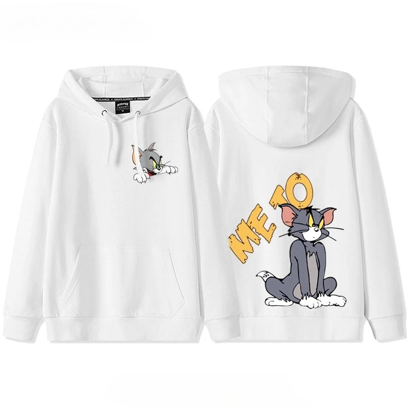 New hooded sweater for couples with Tom and Jerry print.