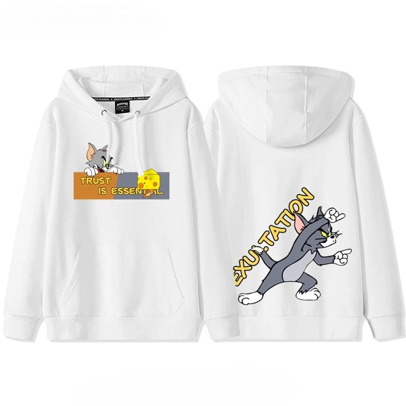 New hooded sweater for couples with Tom and Jerry print.