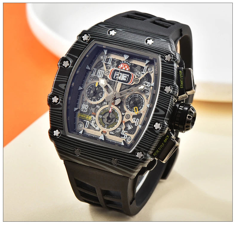 New generation sports hollow design business watch modern sports machinery wind quartz small three-disc craft watch