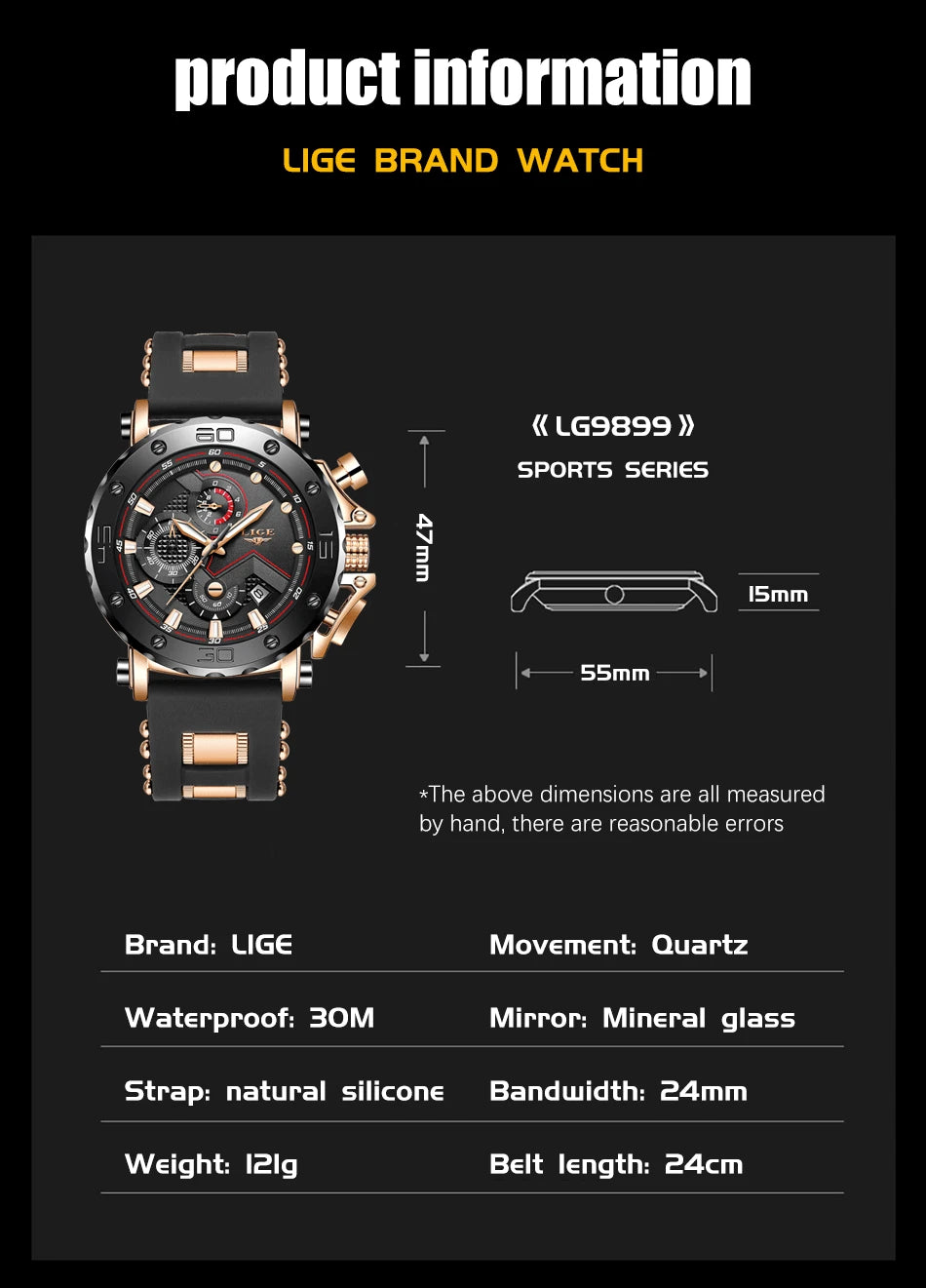 LIGE 2025 Luxury Men Watches Original Case Large Dial Watch Men Business Wristwatch Sports Watch for Men Clock Relogio Masculino