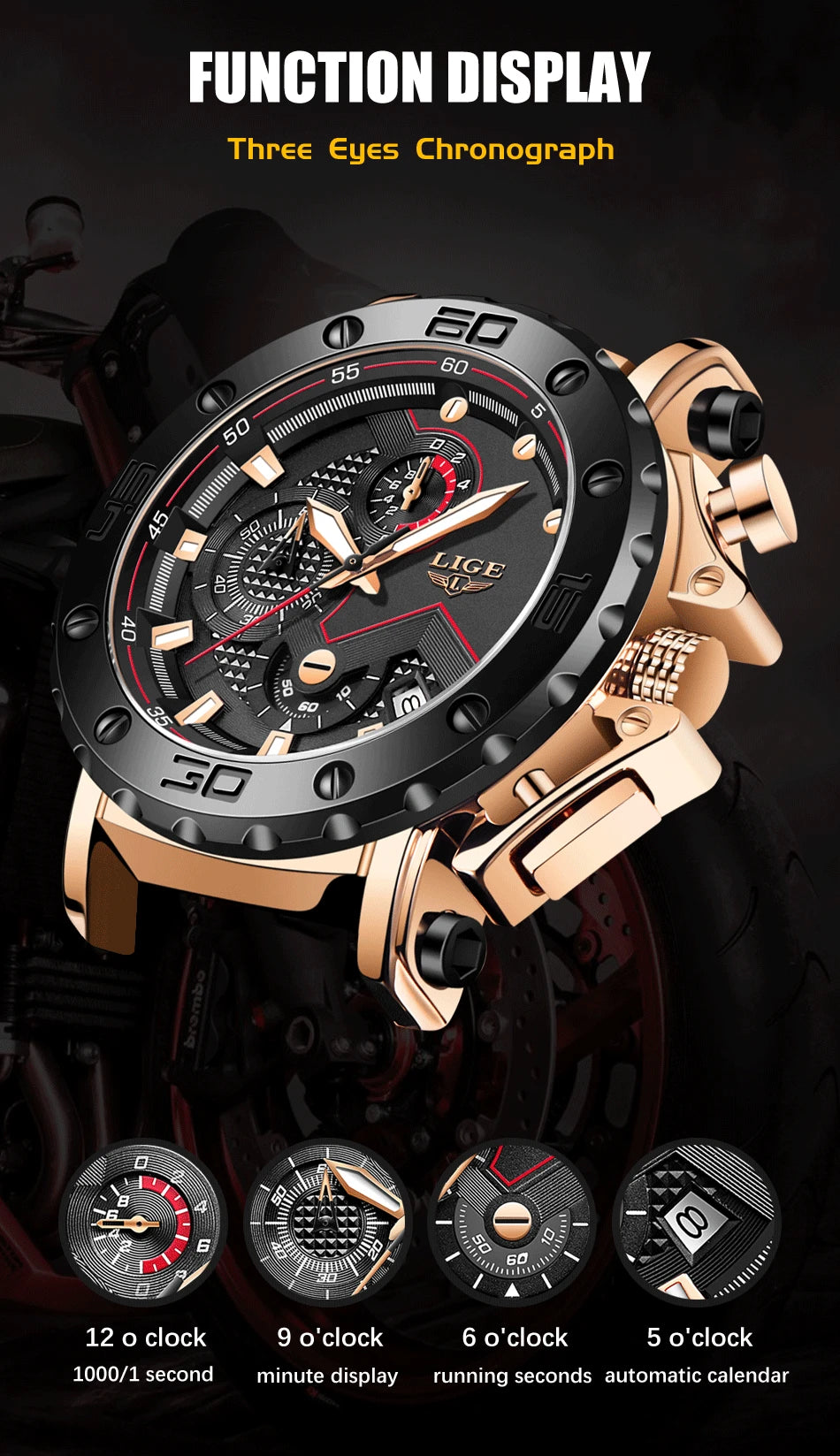 LIGE 2025 Luxury Men Watches Original Case Large Dial Watch Men Business Wristwatch Sports Watch for Men Clock Relogio Masculino