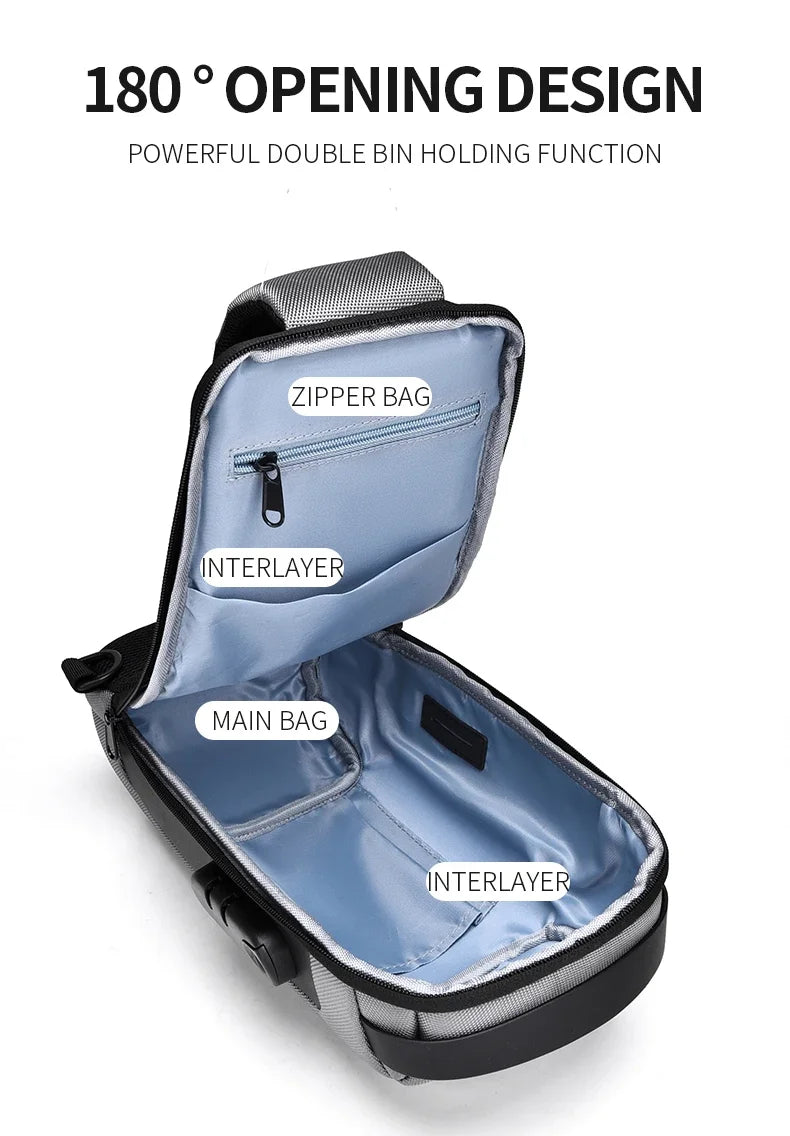 Desinger Multifunction Anti-theft USB Shoulder Crossbody Bag Travel Sling Pack.