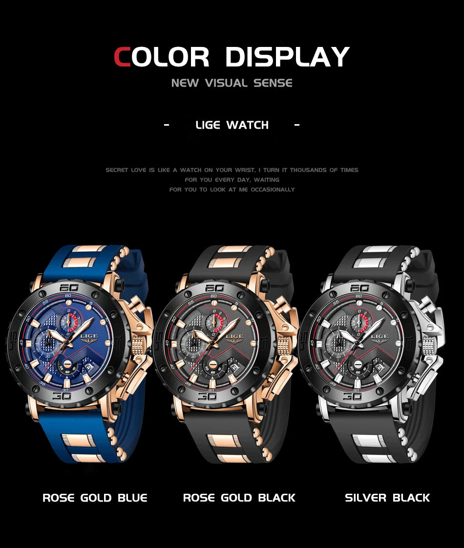 LIGE 2025 Luxury Men Watches Original Case Large Dial Watch Men Business Wristwatch Sports Watch for Men Clock Relogio Masculino