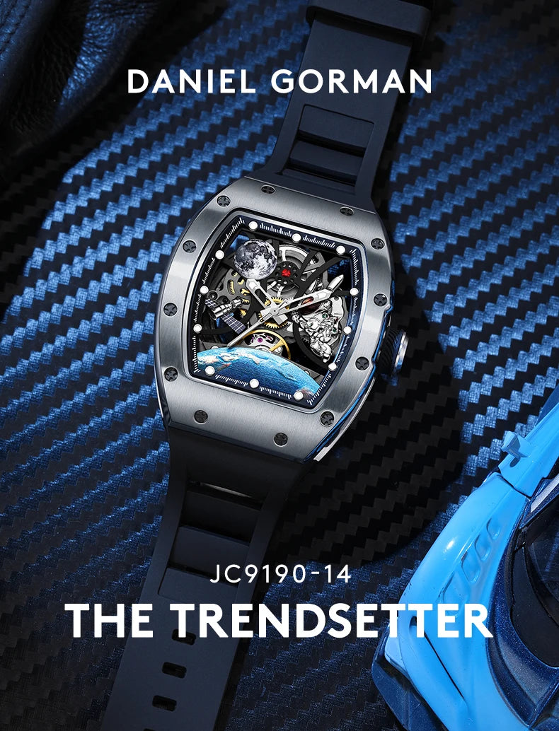 High Quality Men's Automatic Watch with Stylish Sports Silicone Strap 5 ATM Waterproof Mechanical Watches for Active Lifestyles