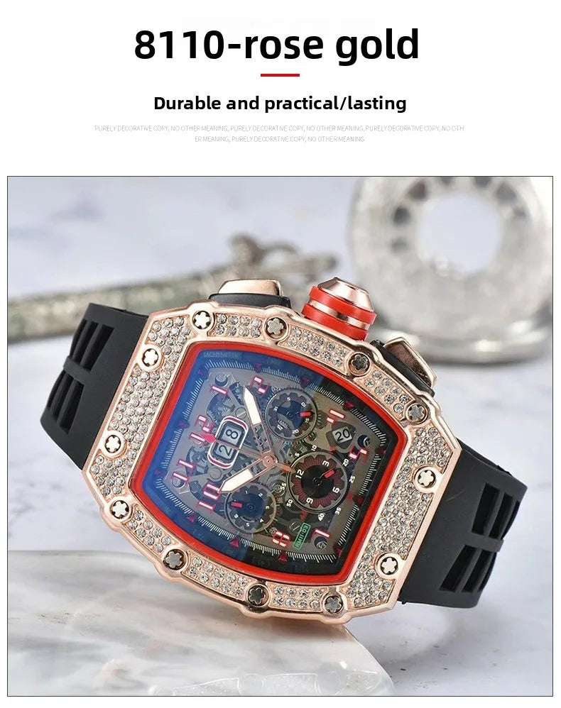 Relógio De Quartzo Fashion Multifuncional Com Movimento De Liga PU Strap Pequeno Três-Pontos HENGBOLONG Para Negócios