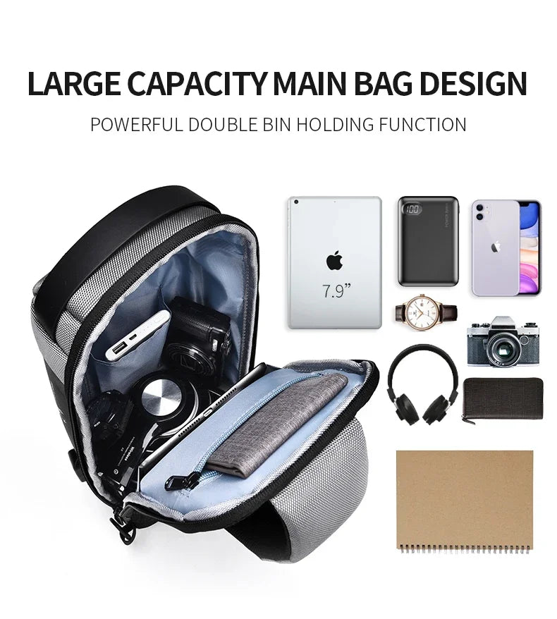 Desinger Multifunction Anti-theft USB Shoulder Crossbody Bag Travel Sling Pack.