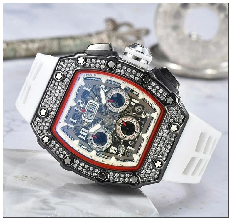 Relógio De Quartzo Fashion Multifuncional Com Movimento De Liga PU Strap Pequeno Três-Pontos HENGBOLONG Para Negócios