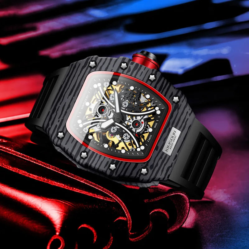 Fashion Design, Automatic Skeleton Sports Watch, Stylish Men's Mechanical Timepiece, Mechanical Watch for Men