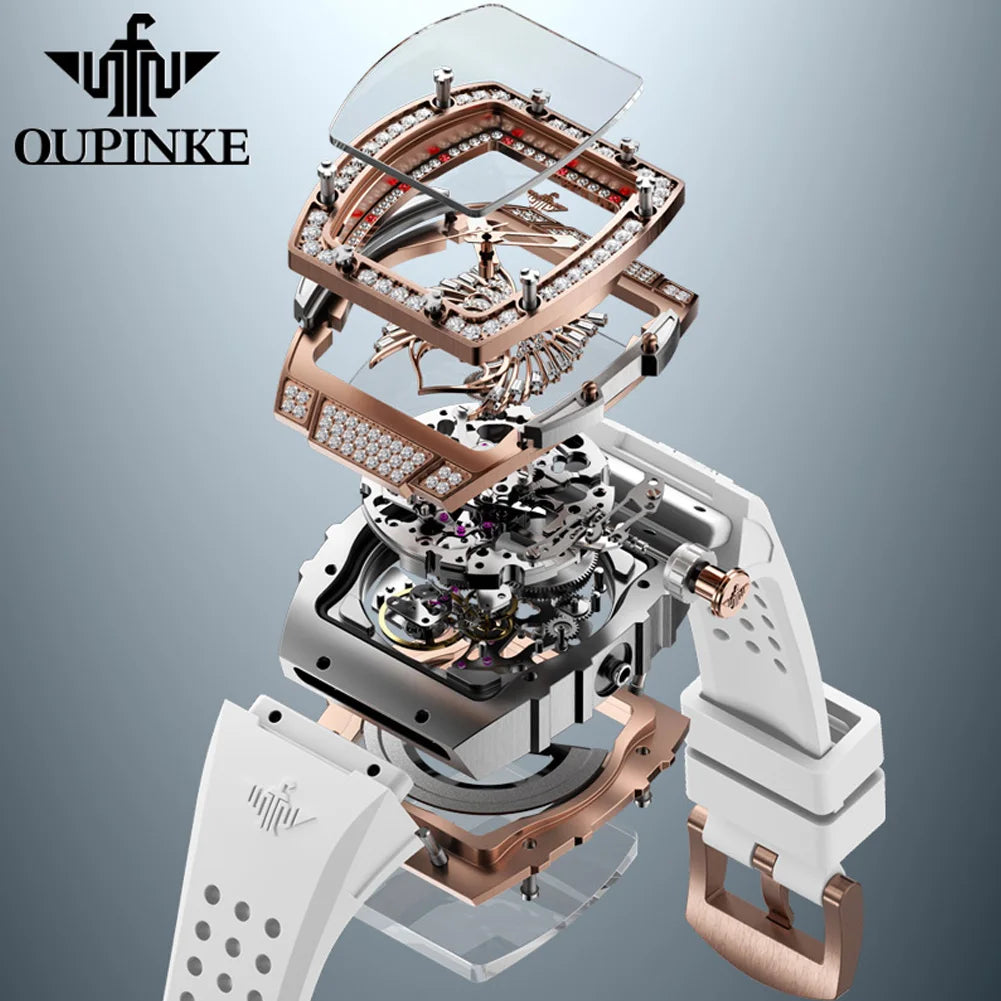 OUPINKE Watch 3225 Women Imported Movement Mechanical Watch Luxury Elegant Diamond Butterfly Skeleton Women Watch Gift Versatile