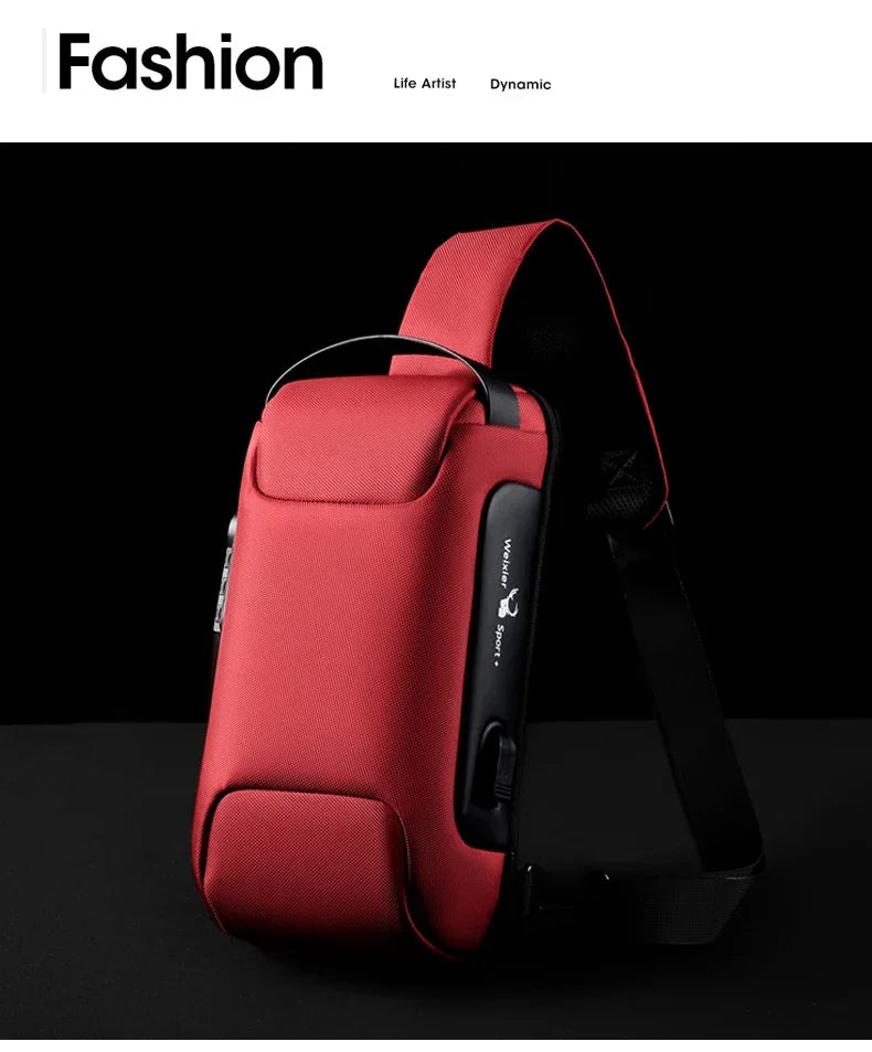 Desinger Multifunction Anti-theft USB Shoulder Crossbody Bag Travel Sling Pack.