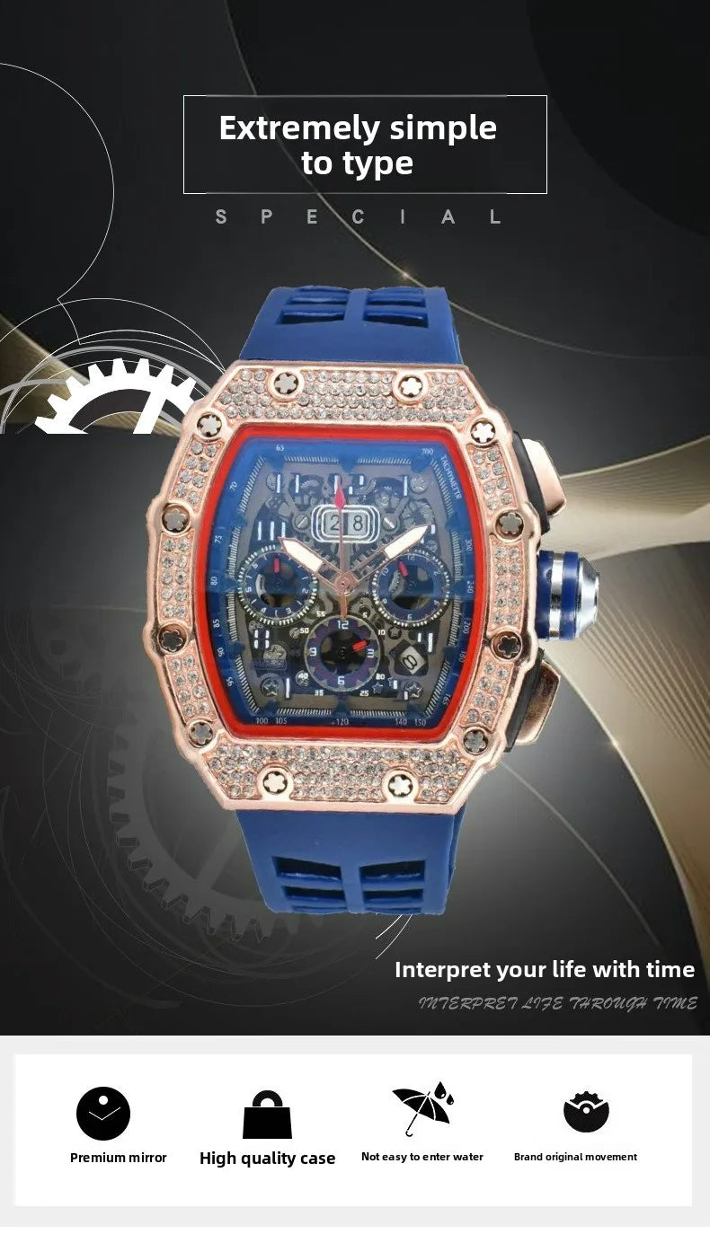 Relógio De Quartzo Fashion Multifuncional Com Movimento De Liga PU Strap Pequeno Três-Pontos HENGBOLONG Para Negócios