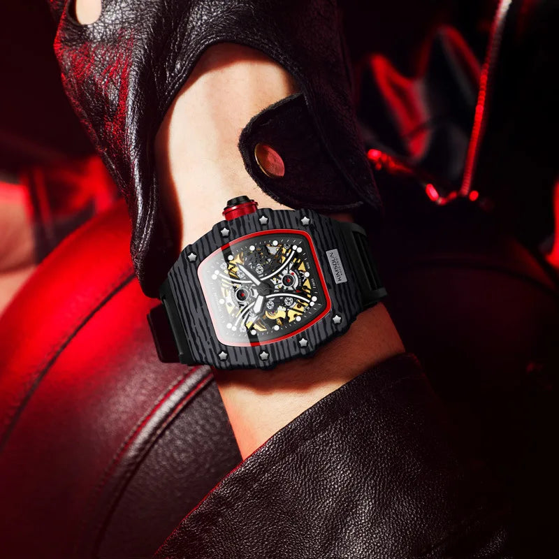 Fashion Design, Automatic Skeleton Sports Watch, Stylish Men's Mechanical Timepiece, Mechanical Watch for Men