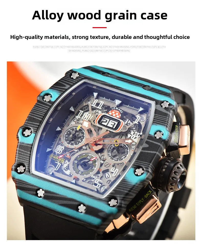 New generation sports hollow design business watch modern sports machinery wind quartz small three-disc craft watch