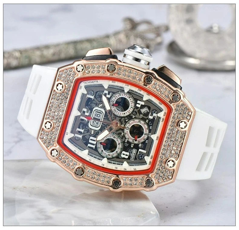 Relógio De Quartzo Fashion Multifuncional Com Movimento De Liga PU Strap Pequeno Três-Pontos HENGBOLONG Para Negócios