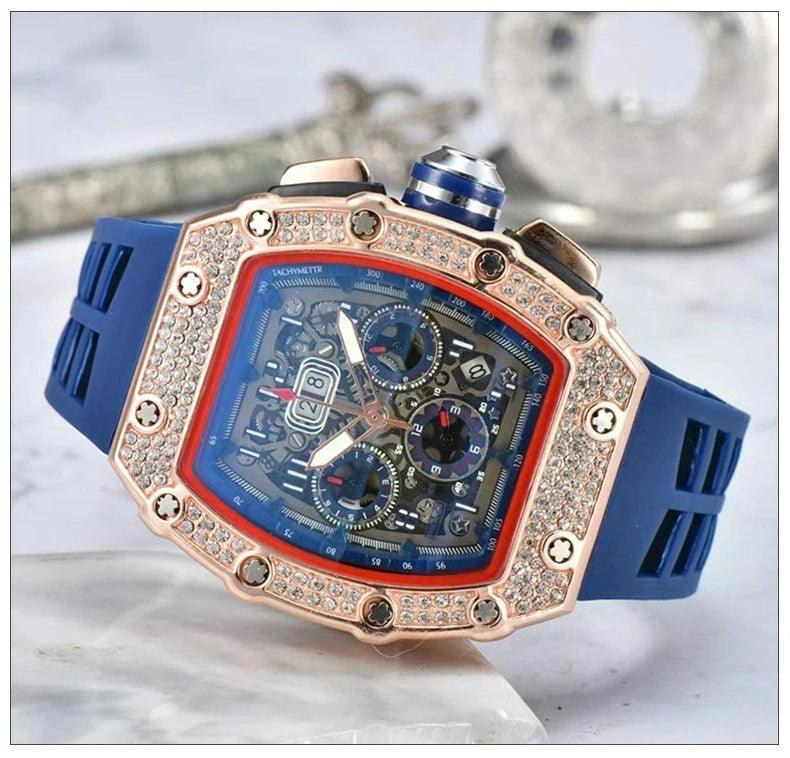 Relógio De Quartzo Fashion Multifuncional Com Movimento De Liga PU Strap Pequeno Três-Pontos HENGBOLONG Para Negócios