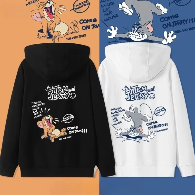 New hooded sweater for couples with Tom and Jerry print.