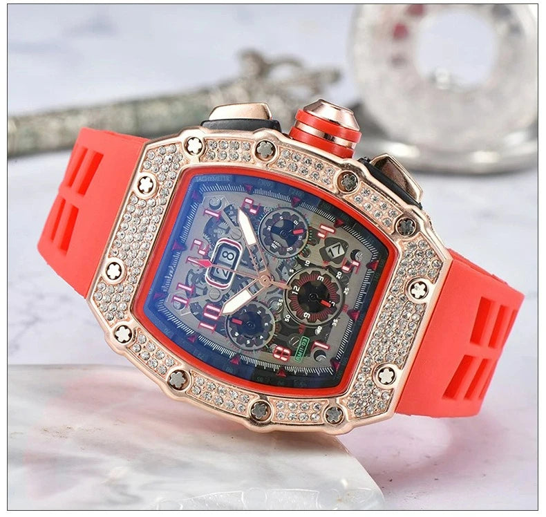 Relógio De Quartzo Fashion Multifuncional Com Movimento De Liga PU Strap Pequeno Três-Pontos HENGBOLONG Para Negócios