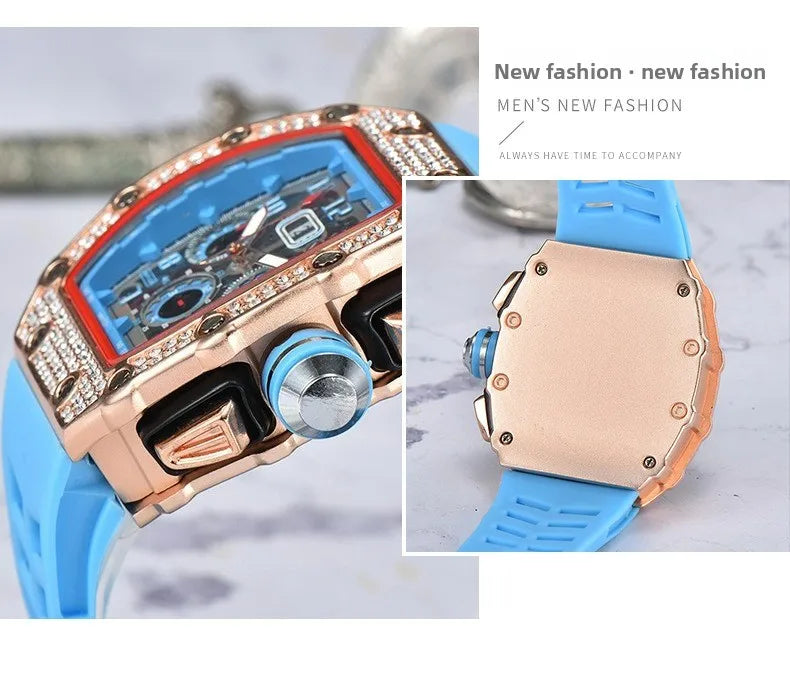 Relógio De Quartzo Fashion Multifuncional Com Movimento De Liga PU Strap Pequeno Três-Pontos HENGBOLONG Para Negócios