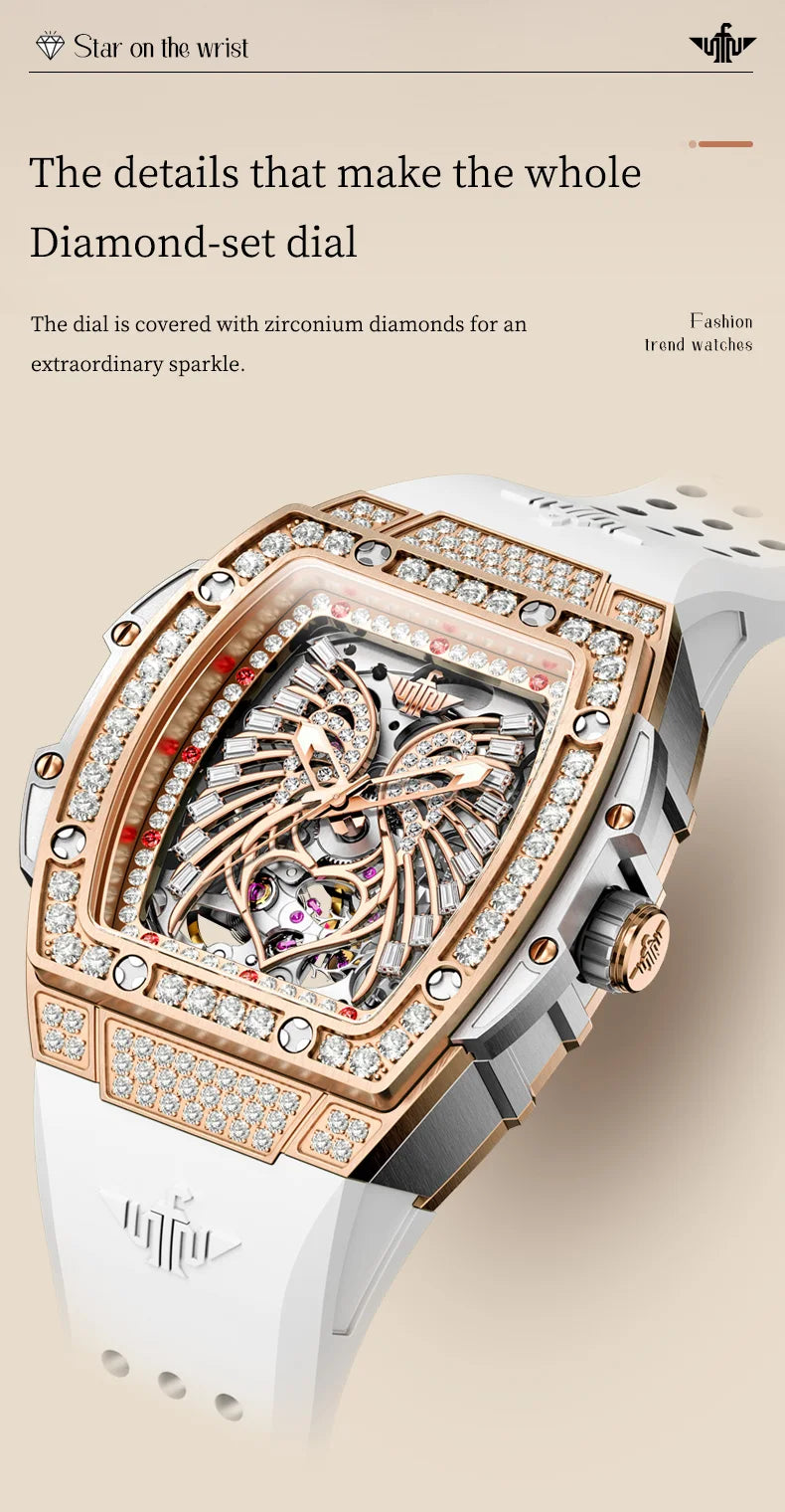 OUPINKE Watch 3225 Women Imported Movement Mechanical Watch Luxury Elegant Diamond Butterfly Skeleton Women Watch Gift Versatile