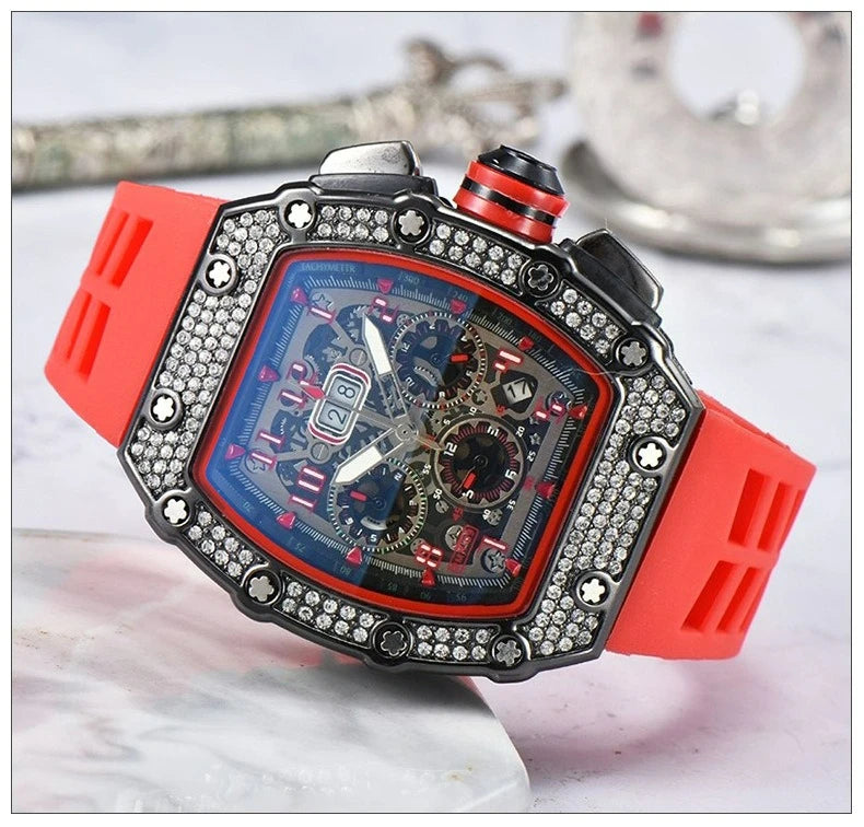 Relógio De Quartzo Fashion Multifuncional Com Movimento De Liga PU Strap Pequeno Três-Pontos HENGBOLONG Para Negócios