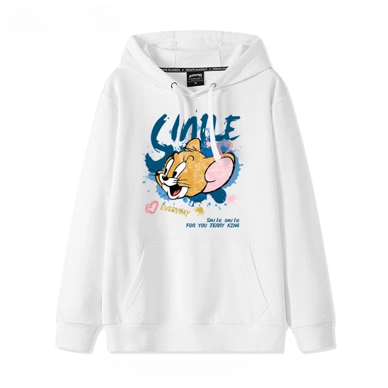 New hooded sweater for couples with Tom and Jerry print.