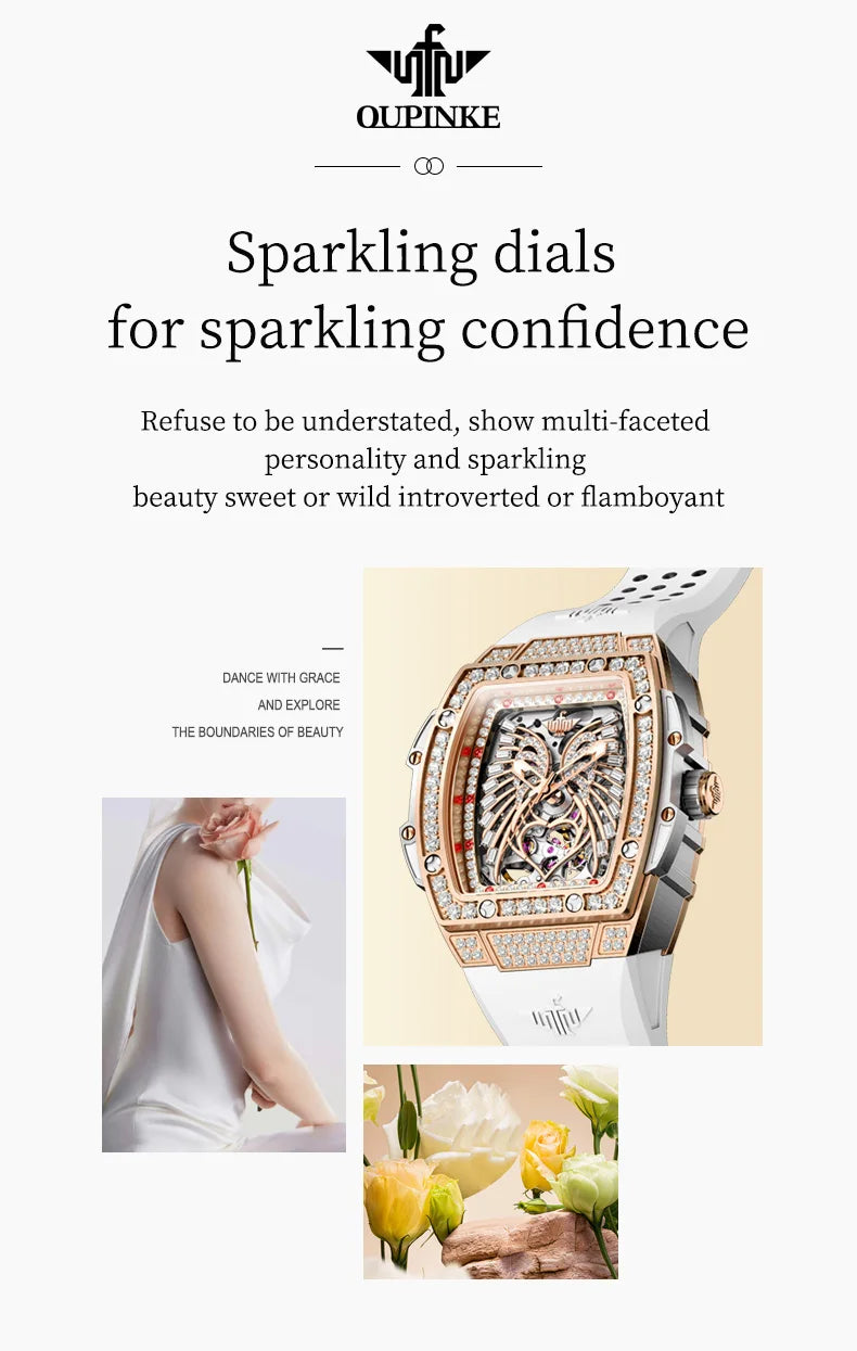 OUPINKE Watch 3225 Women Imported Movement Mechanical Watch Luxury Elegant Diamond Butterfly Skeleton Women Watch Gift Versatile