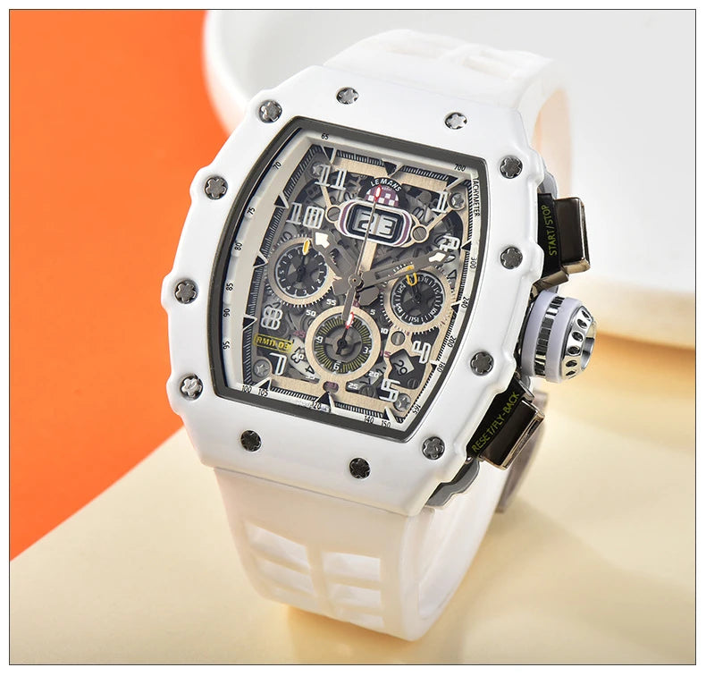 New generation sports hollow design business watch modern sports machinery wind quartz small three-disc craft watch