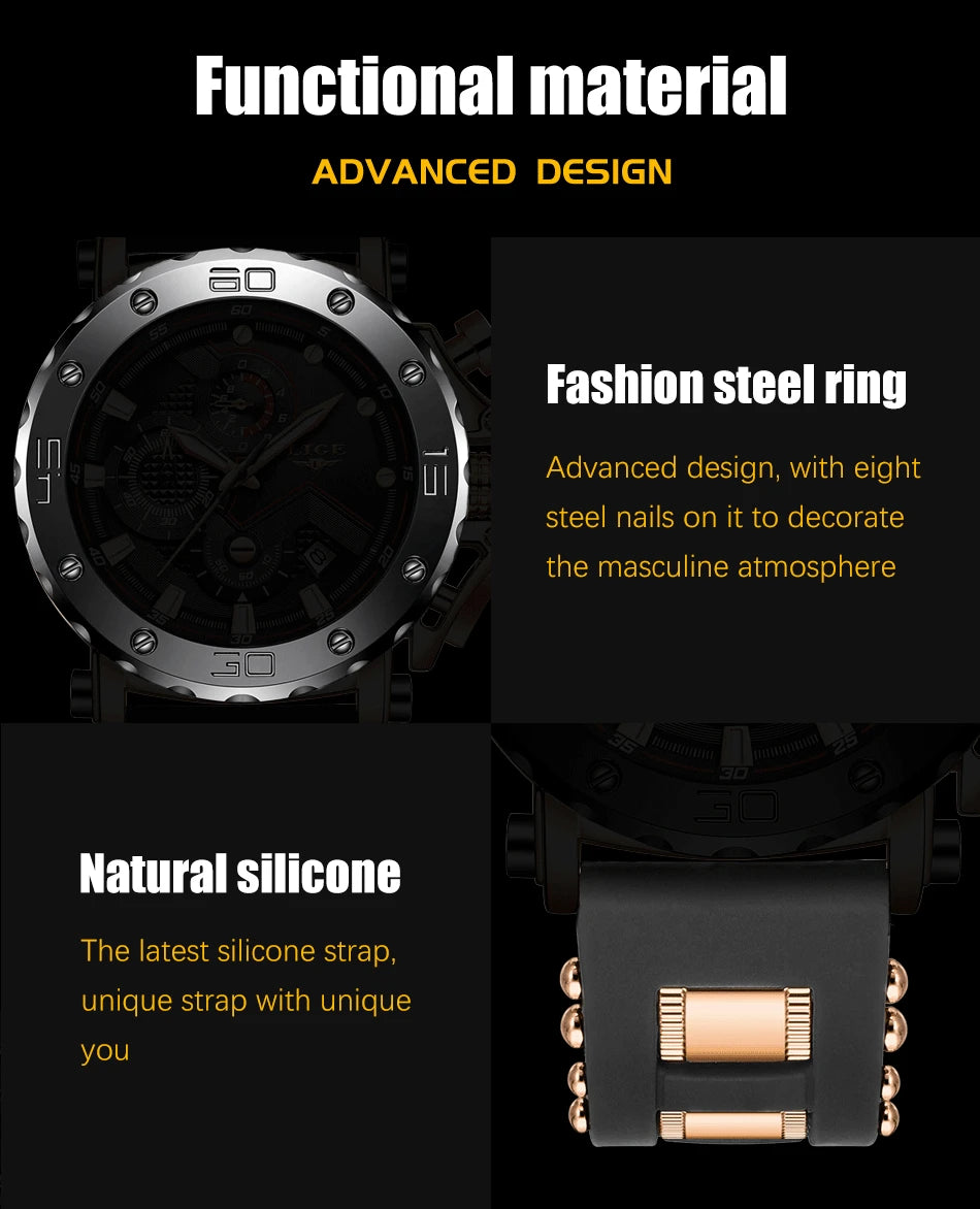 LIGE 2025 Luxury Men Watches Original Case Large Dial Watch Men Business Wristwatch Sports Watch for Men Clock Relogio Masculino