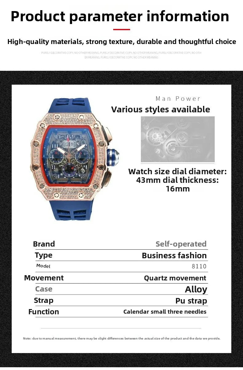 Relógio De Quartzo Fashion Multifuncional Com Movimento De Liga PU Strap Pequeno Três-Pontos HENGBOLONG Para Negócios