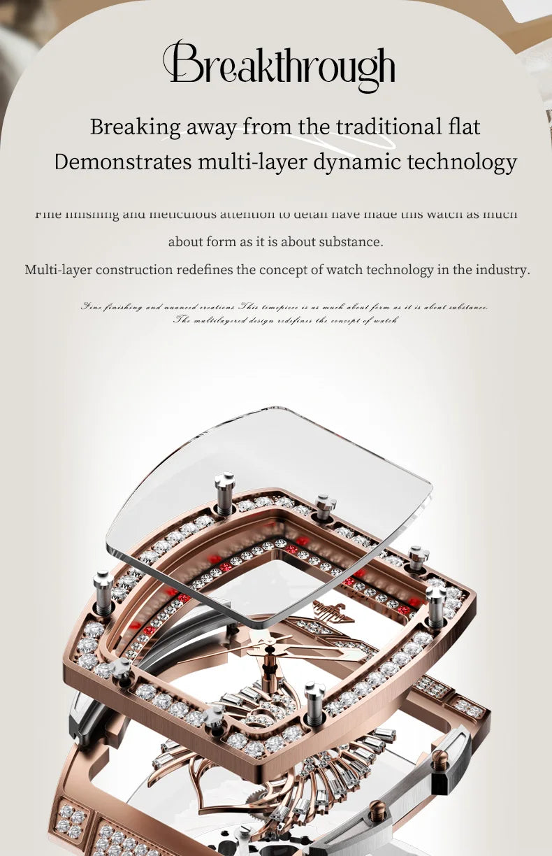 OUPINKE Watch 3225 Women Imported Movement Mechanical Watch Luxury Elegant Diamond Butterfly Skeleton Women Watch Gift Versatile