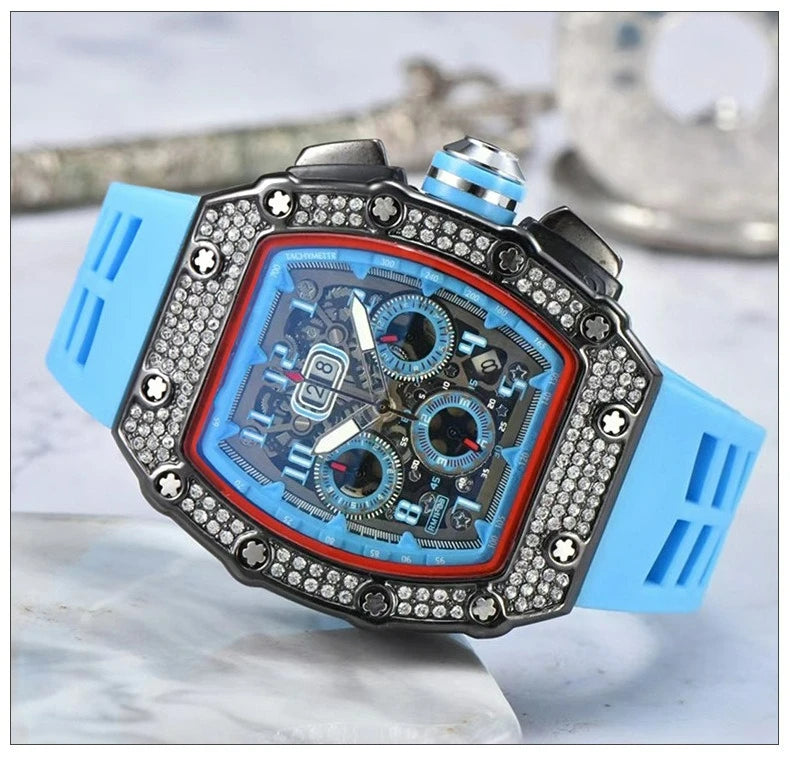 Relógio De Quartzo Fashion Multifuncional Com Movimento De Liga PU Strap Pequeno Três-Pontos HENGBOLONG Para Negócios