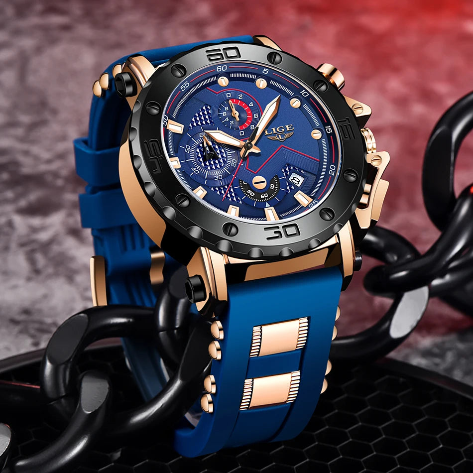 LIGE 2025 Luxury Men Watches Original Case Large Dial Watch Men Business Wristwatch Sports Watch for Men Clock Relogio Masculino