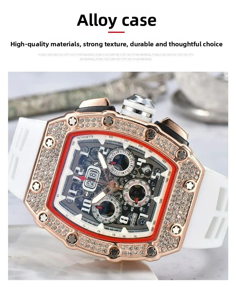 Relógio De Quartzo Fashion Multifuncional Com Movimento De Liga PU Strap Pequeno Três-Pontos HENGBOLONG Para Negócios