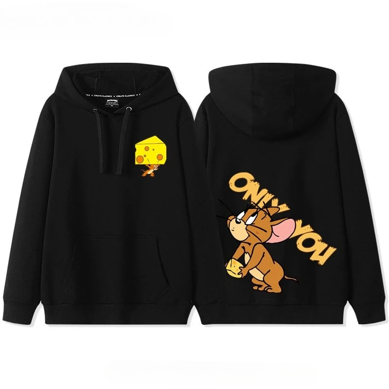 New hooded sweater for couples with Tom and Jerry print.