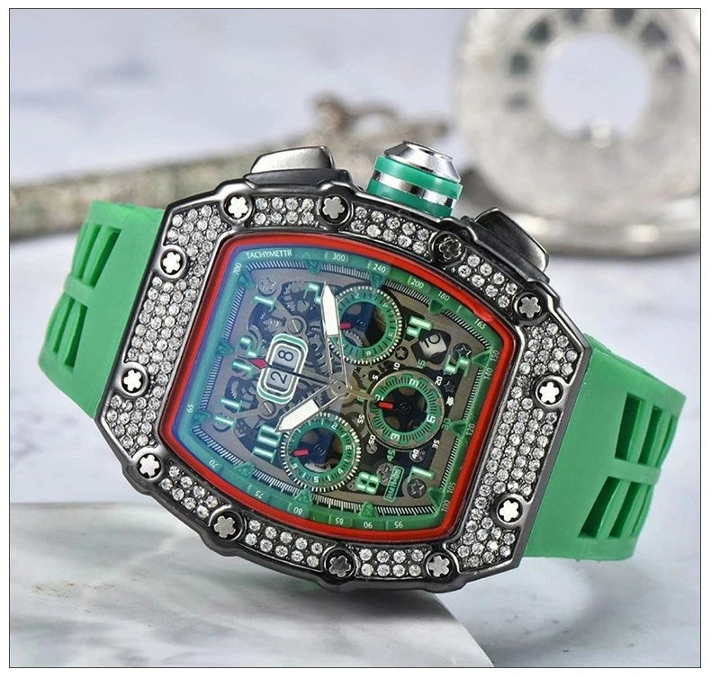 Relógio De Quartzo Fashion Multifuncional Com Movimento De Liga PU Strap Pequeno Três-Pontos HENGBOLONG Para Negócios