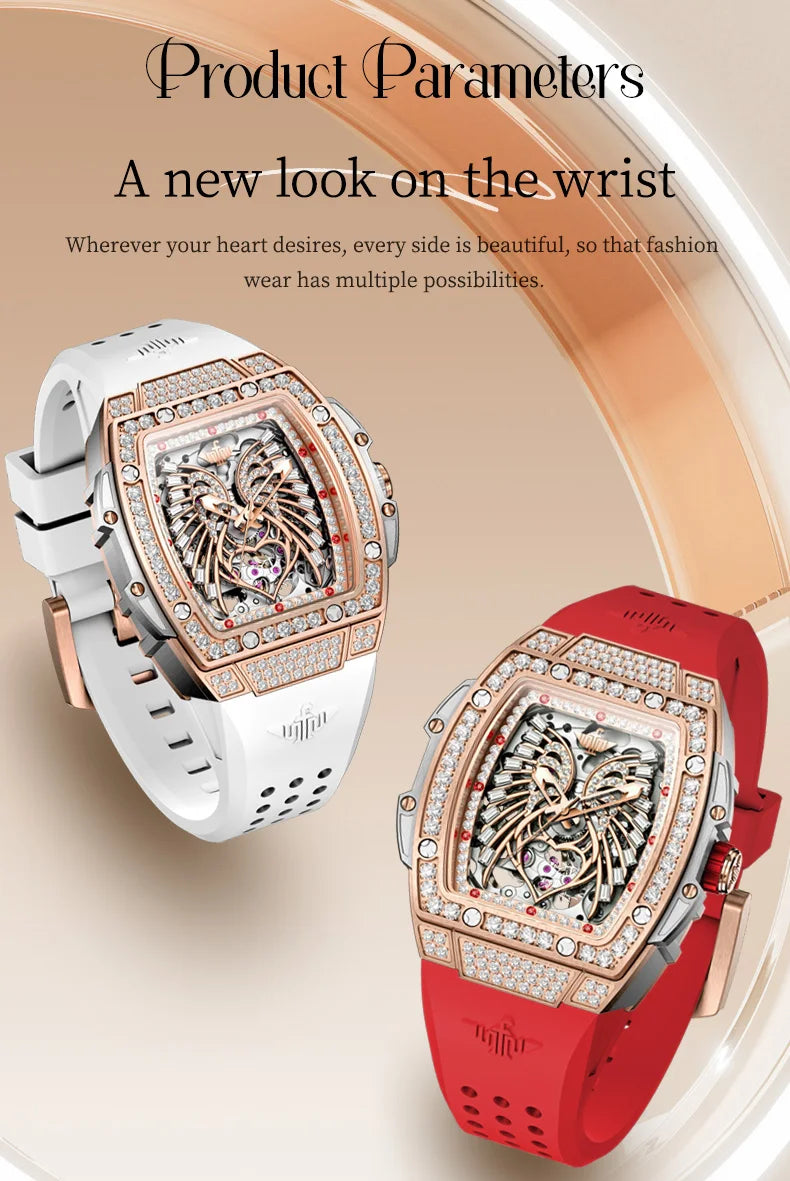 OUPINKE Watch 3225 Women Imported Movement Mechanical Watch Luxury Elegant Diamond Butterfly Skeleton Women Watch Gift Versatile