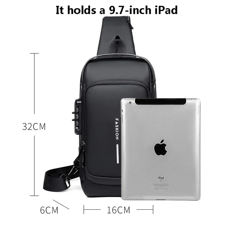 Desinger Multifunction Anti-theft USB Shoulder Crossbody Bag Travel Sling Pack.